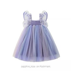 Girl's Purple Butterfly / Fairy Wings Dress Flutter Sleeve Wing Toddler Dresses